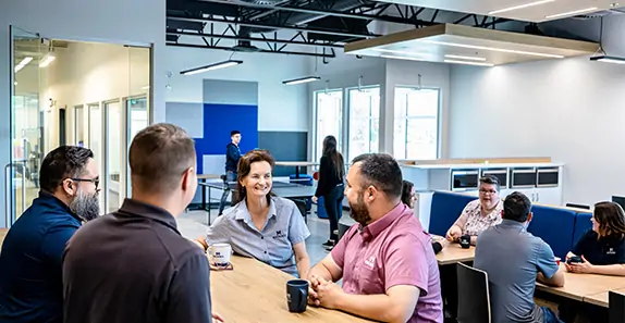 Employés Machinex à la cafétéria